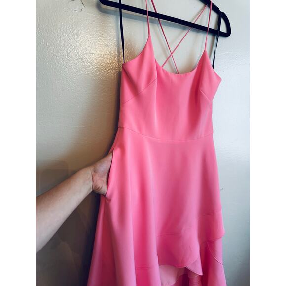 Black Halo Pink  Party midi Marie Dress asymmetrical hem  size 8 - Picture 13 of 14